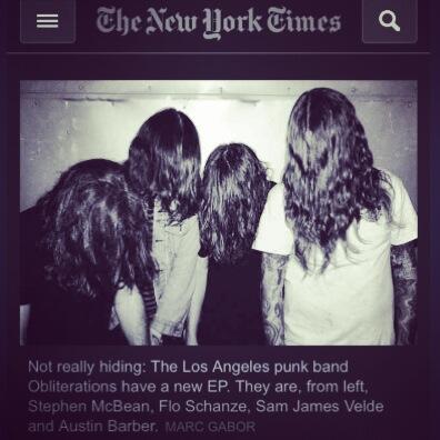 obliterations_'s tweet photo. New York Times review of our EP "The Hole" is out today. Who would of thought...?  http://t.co/buivelHGqA http://t.co/cEXWGYVWeL