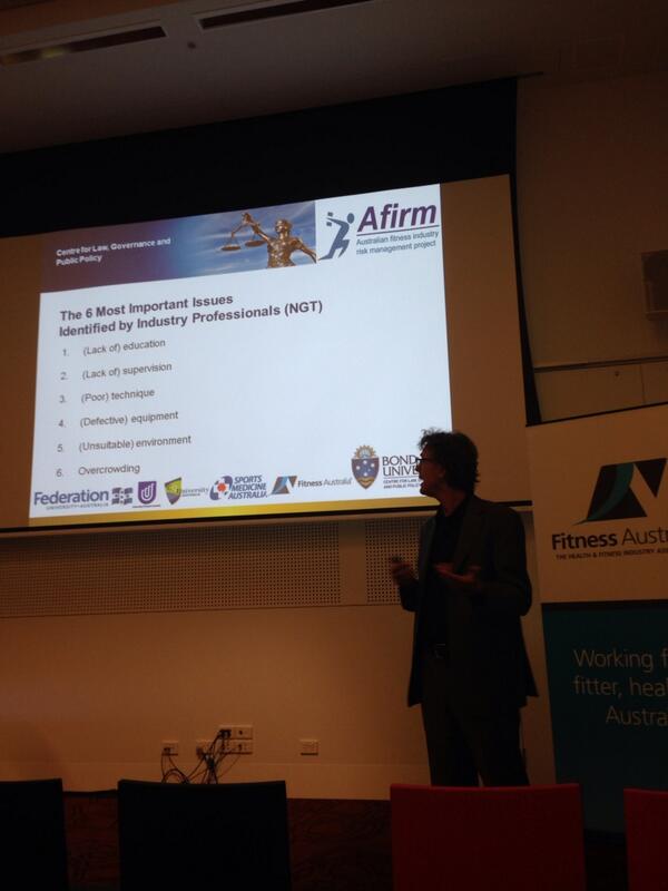 LawGovPolicy's tweet image. At #Filex2014 @ProfessorKeyzer reveals top six concerns from focus group research re: risks in Oz fitness industry