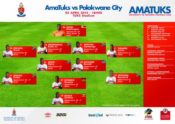 AmaTuks's tweet image. Today’s Team. @Umbro_SA @32Gi @BestmedSocial @TsogoSun #ProStrap @UPTuks @TuksSRC @TuksSSC #CandyStripeSaturday