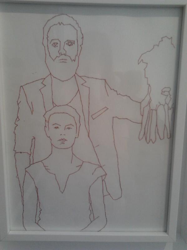 Textil sobre papel en una pieza de Concha Vidal para la galería Xavier Fiol