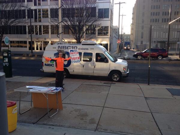 LuigiRunsPhilly's tweet photo. #WeRunPhillySchools live NBC 10 at 8:25 am. Beep-beep! http://t.co/XNRvcQvgUT