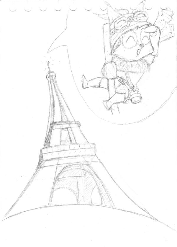 Pakalgeek's tweet photo. @TeemoInEurope Teemo on the Eiffel Tower #TeemoTour http://t.co/STasDQWy6B