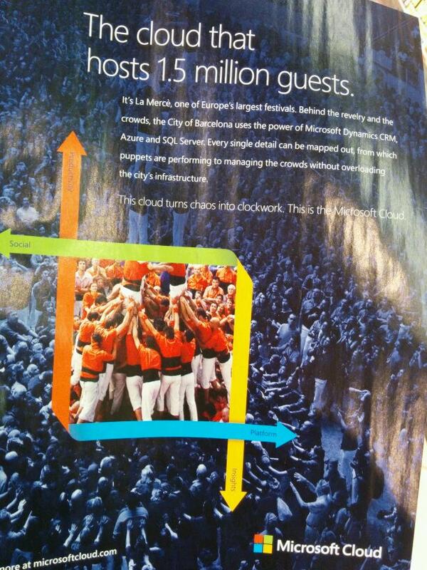 Dieguitson's tweet image. Me encuentro en el @TheEconomist un anuncio de  Microsoft con Castellers, hablando de la Mercè y Barcelona...#bcntech