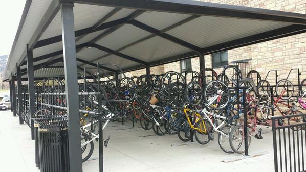JoshatCU's tweet photo. #CUBLDR18 new bike garage in Kittredge http://t.co/zw453LXTFN