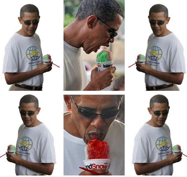 Obama loves himself some ice cream and shaved ice