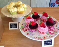 Our homemade lemon, strawberry &amp; vanilla and strawberry &amp; chocolate cupcakes are going fast - come for yours soon!