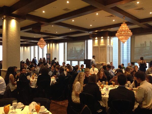 okstatenaesc's tweet photo. It's dinner time at the Petroleum Club! #OKStateNAESC2014 http://t.co/tilWkG72Ke