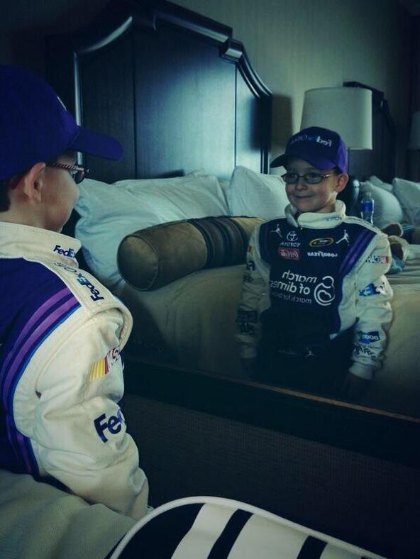 jasonmayeu's tweet photo. .@dennyhamlin You have a great looking #MiniDenny at Texas. Good luck with the #11 @MarchofDimes @Toyota this weekend http://t.co/rd0rXG7ATG