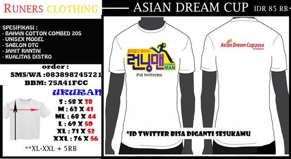 Runnersklothing's tweet image. bantu RT ya min :D @RunningMan_ID (NEW)  Kaos Running Man #AsianDreamCupINA bisa custom id twittermu:D "