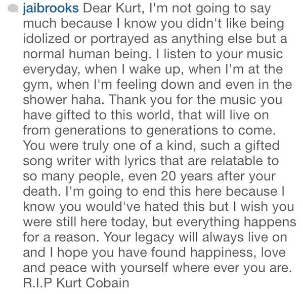 JaiBrooks1's tweet photo. R.I.P Kurt Cobain http://t.co/MrZQHrra94