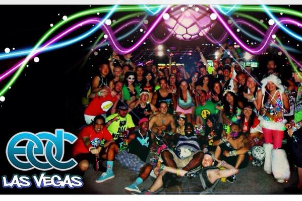 plurrepublic's tweet photo. The crew under the egg pod at EDC Las Vegas 2013. 75 days until we are home @insomniacevents @PasqualeRotella http://t.co/1wHtB8Tajq