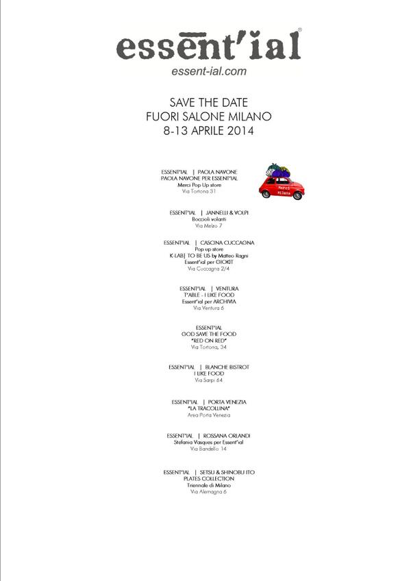 #essential: tutti gli appuntamenti del #fuorisalone2014 MIlano 8-13 aprile: