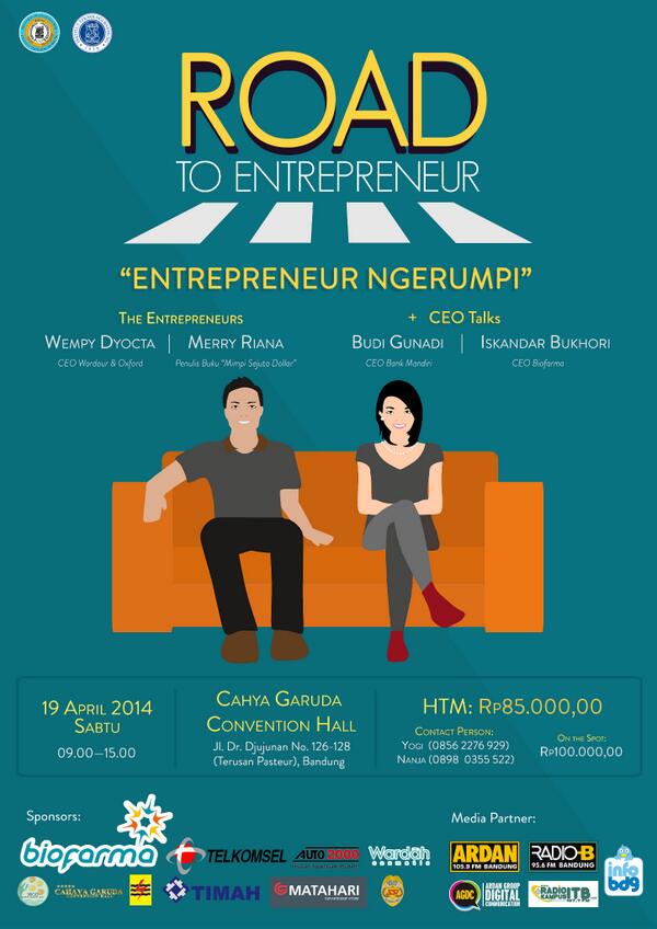 Follow the official twitter account: <a href="/RoadToEntre2014/">Road To Entrepreneur</a> or visit our website roadtoentrepreneur.sbm.itb.ac.id for more info!