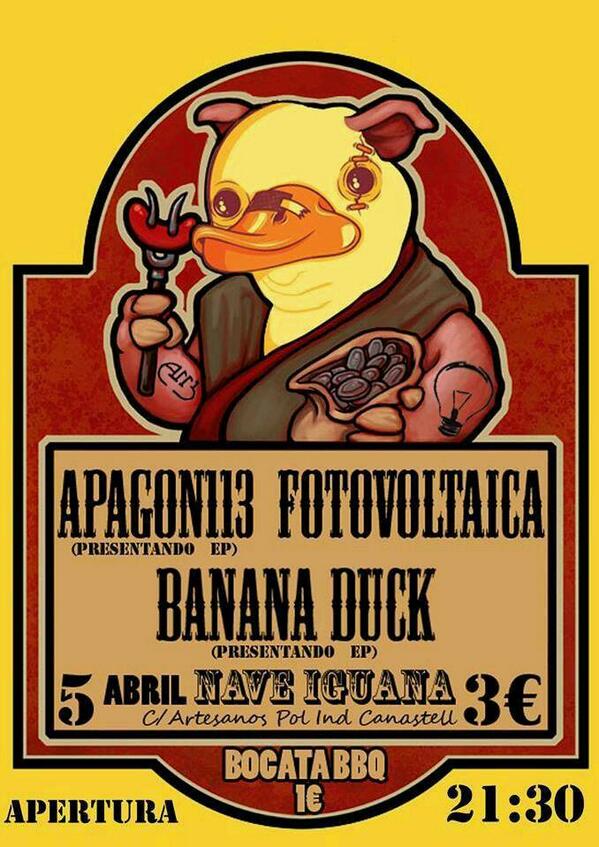 victorberlor's tweet photo. Disfruté muchísimo tocando en el concierto en la Nave Iguana, la gente nos trató genial @BananaDuckBand @Apagon_113 http://t.co/EhIxyu4IIx