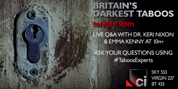 CI's tweet photo. After tonight’s episode of #Taboos @EmmaKennyTV & @NixonKeri will be doing a live Q&A. Just use #TaboosExperts. http://t.co/aNLiB4SZmA