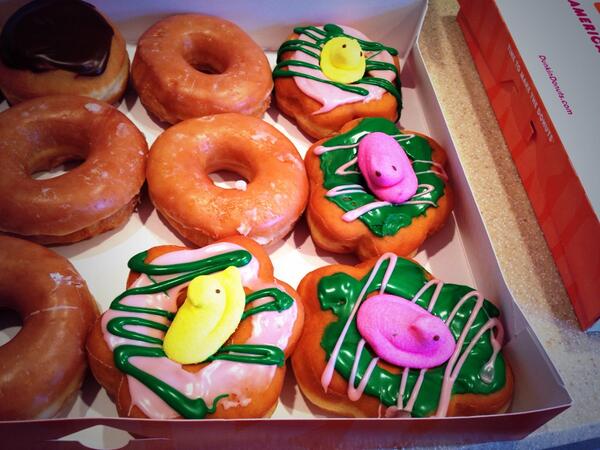 ElizabethN's tweet image. Daffodils are blooming, birds are chirping, and peep donuts are a thing. #fuckyeahspring