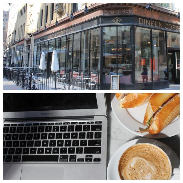 useringo's tweet photo. It's springtime in Toronto and we're at @DineenCoffee working on some awesome new features for you. #startuplife http://t.co/GF5e4X7c5D