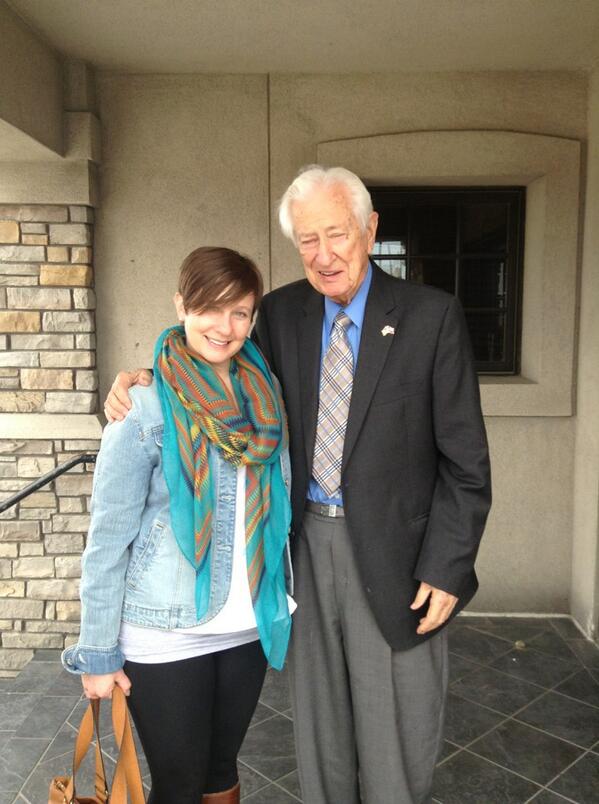 TonyArterburn's tweet photo. My beautiful bride Melissa with an American hero @RepRalphHall this weekend @vetsservingvets #allforhall #veterans http://t.co/PSCHIFAtyF