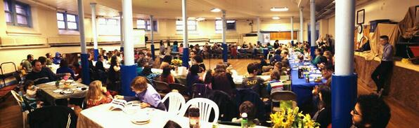 At the <a href="/koltzedek/">Kol Tzedek Synagogue</a> model seder. Amazing how big this place has gotten.