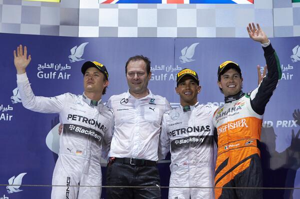 MercedesAMGF1's tweet photo. Quotes of the day from @LewisHamilton, @nico_rosberg, Toto &amp; Paddy here -> http://t.co/UarbuoZ4Pm #RaisingTheBahr #F1 http://t.co/ZJnG2rKVrq
