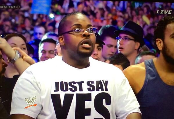 Gino_Canella's tweet photo. Everyone's reaction to #streakvsbeast #WrestleMania30 http://t.co/1KmrB3FqPs