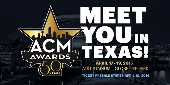 ACMawards's tweet photo. ACM Awards 2015!!! We'll meet YOU in TEXAS!!!!!  #ACMawardstoTEXAS #ACM50 http://t.co/YhbXkcPVgl