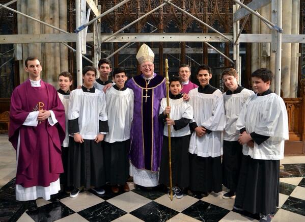 OaklawnAcademy's tweet photo. Our students who served Mass today with @CardinalDolan #stpatrickscathedral #SpringTrip2014 great blessing! http://t.co/LZzkj4EJTx