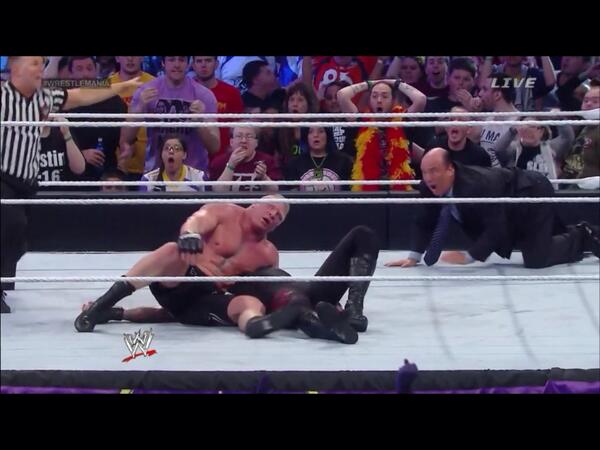 StephenPolkow's tweet photo. Even though I was going for @BrockLesnar I still have high respect the dean man. #ThankYouTaker http://t.co/dWkM3QBOoa
