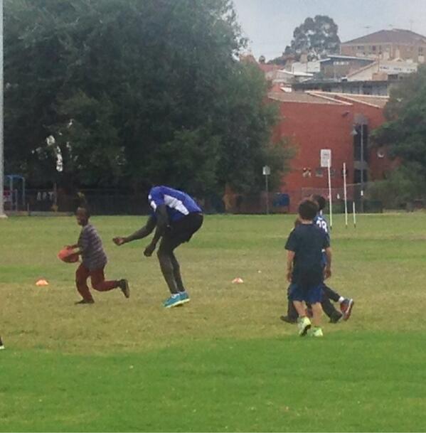 UnityCup's tweet image. The future players of #UnityCup training with @majakdaw #afl #NMFC #AFLdiversity