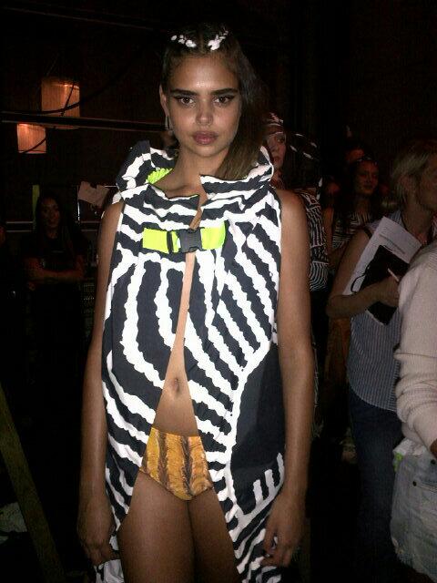 samantha harris backstage before desert designs #MBFWA