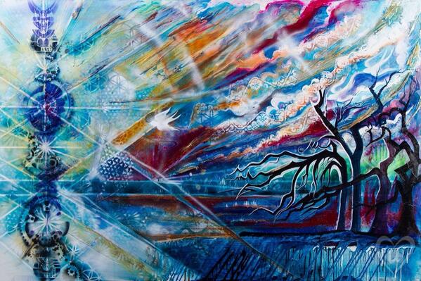 "AstralSkies"... #LivePainting created @ Astral Harvest Art &amp; Music Fesival, Alberta. Finished @ #sunsetroom Victoria