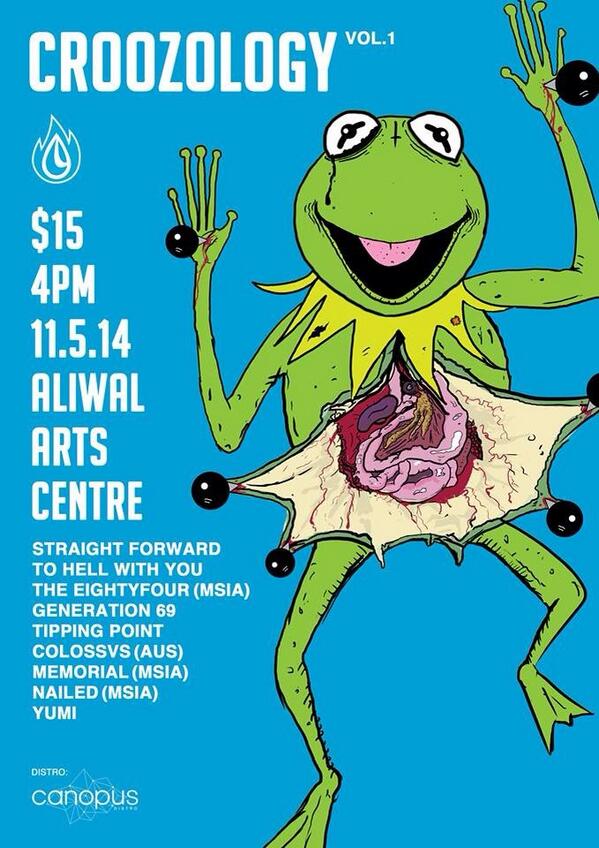 Watch COLOSSVS (AUS), 3 bands from across the bridge and 5 local bands, school you in a complete lesson on PWNAGE.
