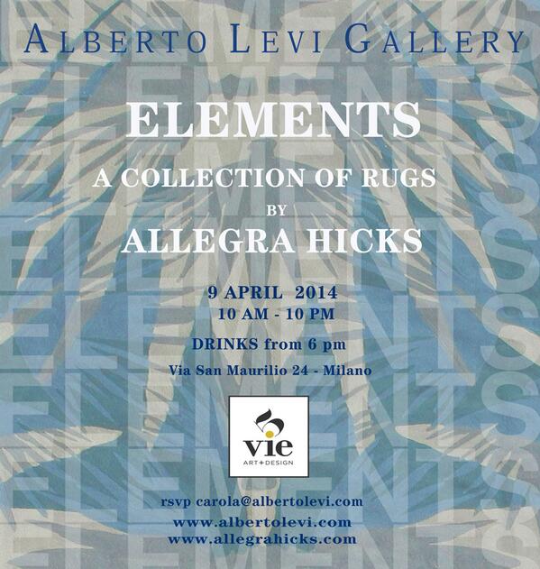levigallery's tweet photo. Our Fuorisalone 2014 event: ELEMENTS - The Allegra Hicks Carpet Collection  April 8-13. Drinks: April 9 from 6 pm. http://t.co/xpJf2YaIyS