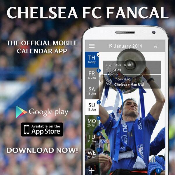 ChelseaFC's tweet photo. Experience amazing Chelsea moments with our official mobile calendar! 
Download here: http://t.co/XYqOHvAqiP #CFC http://t.co/GdpQ7xJ0s4