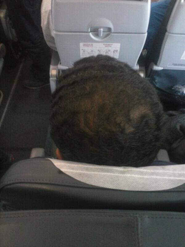 cambonini's tweet photo. Stewardesses complimenting me on my nappy hair http://t.co/z9WL6PSsFt