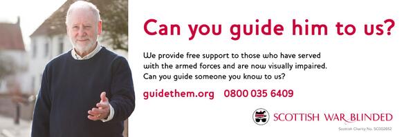 SightScotVets's tweet image. Do you know a visually impaired veteran? guidethem.org #guidethem