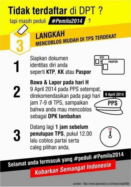 infobdg's tweet photo. Belum terdaftar sebagai pemilih untuk pemilu besok taruwit? Jgn khawatir, ini ada infonya » http://t.co/b2ritkrKhr selamat mencoblos :)