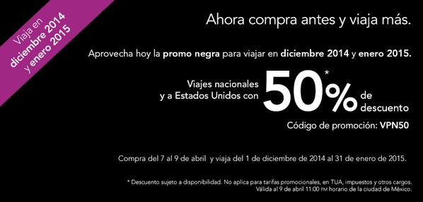 viajaVolaris's tweet photo. El código para activar la #PromoNegra es: VPN50 @rafael_soto_ http://t.co/HDbXcB82HE