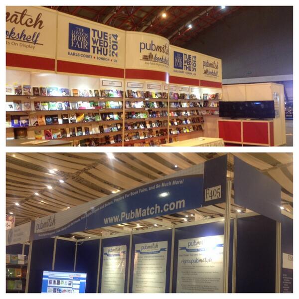 PubMatchNetwork's tweet photo. PubMatch is ready for #lbf14! #pubmatchbookshelf at stand v700 and #pubmatch network at f405. See you tomorrow! http://t.co/iqw8IV1m9r