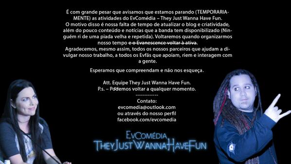 EvComedia's tweet photo. [AVISO IMPORTANTE]. É só um até logo http://t.co/69uzFDFAMr
