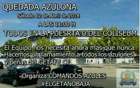 GetaSomosTodos's tweet photo. Este Sábado a las 11:00h estaremos en el Coliseum animando al equipo #ElGetaNoBaja #GetafeSomosTodos http://t.co/DESy06f2cG