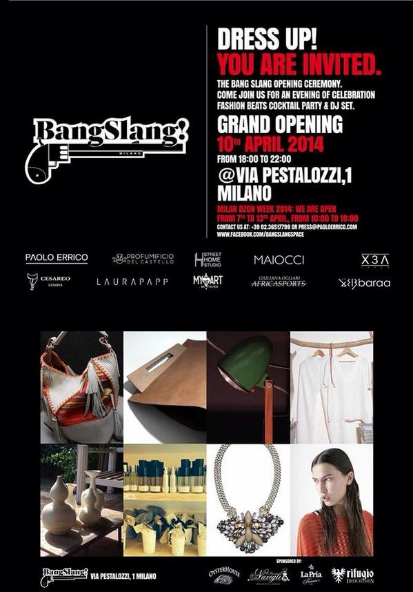 p_errico's tweet photo. #bangslang #BSGrandOpening 10 April Milano! @PaintTheFashion @maridressblog @SabrinaTassini http://t.co/wnSIO5ch6D