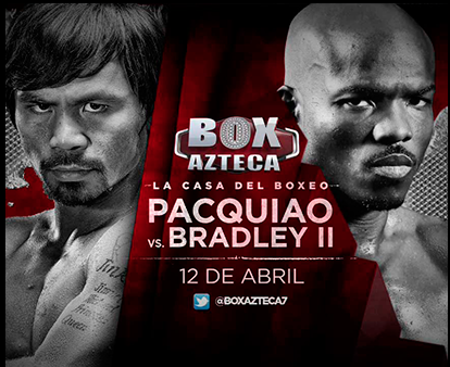 BoxAzteca7's tweet photo. A 11 HORAS, 15 MINUTOS - Manny Pacquiao Vs Timothy Bradley SÓLO EN @BOXAZTECA7
 http://t.co/QqkxM0Ditx