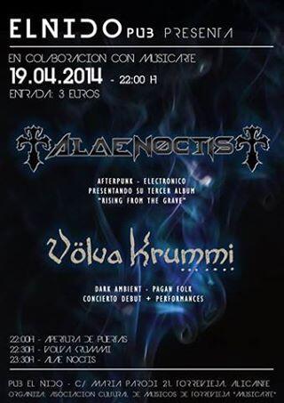 Concierto 19 Abril 2014 Torrevieja - Pub "El Nido"  Alae Noctis (Cartagena)+ Volva Krummi (Torrevieja)