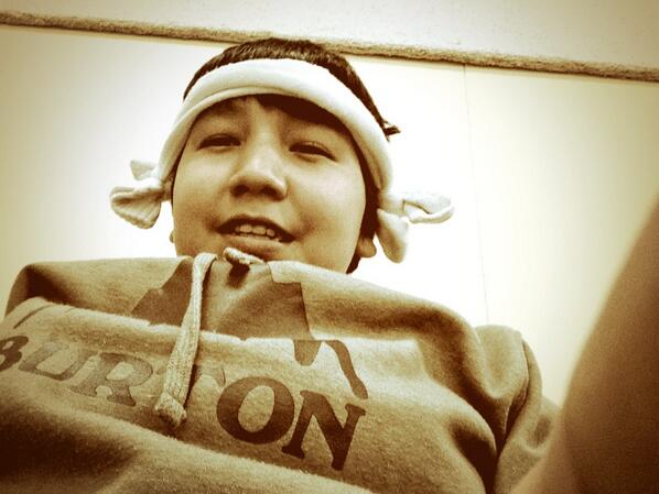 OSize0's tweet image. When I was at the round dance haha I made a sock hat haha I got bored
