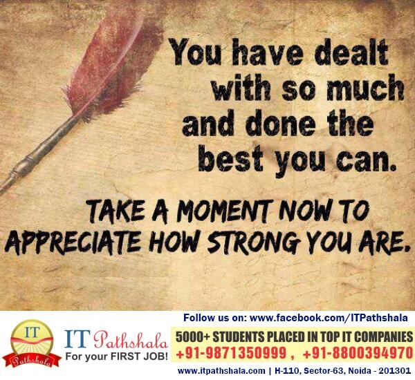 itpathshala's tweet image. Do You Appreciate Yourself?   #ITPathshala

For Hot Fresher Jobs, VISIT: bit.ly/QVTHO6