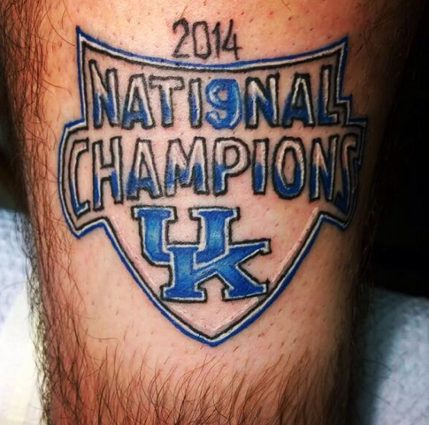 WakeOfWeek's tweet photo. Maybe UK can win in somethng else? MT @SI_ExtraMustard: It was a hell of a run,  tattoo guy. http://t.co/i5csuYzN7P http://t.co/KGR6Ukdvis