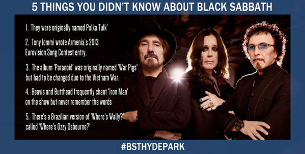 BSTHydePark's tweet photo. 5 things you didn't know about @OfficialSabbath! https://t.co/UYD3k2purW http://t.co/f7bTpI8ZJA