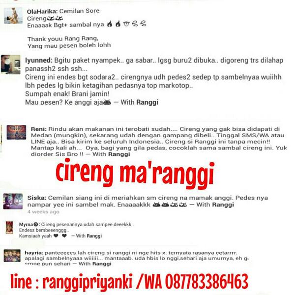 ranggips's tweet photo. Self proclaimed of cireng ma'ranggi, silee dipesan kawan2 smuaaa. Line : ranggipriyanki atau wa/sms 087783386463. http://t.co/ImqVhQKr4t