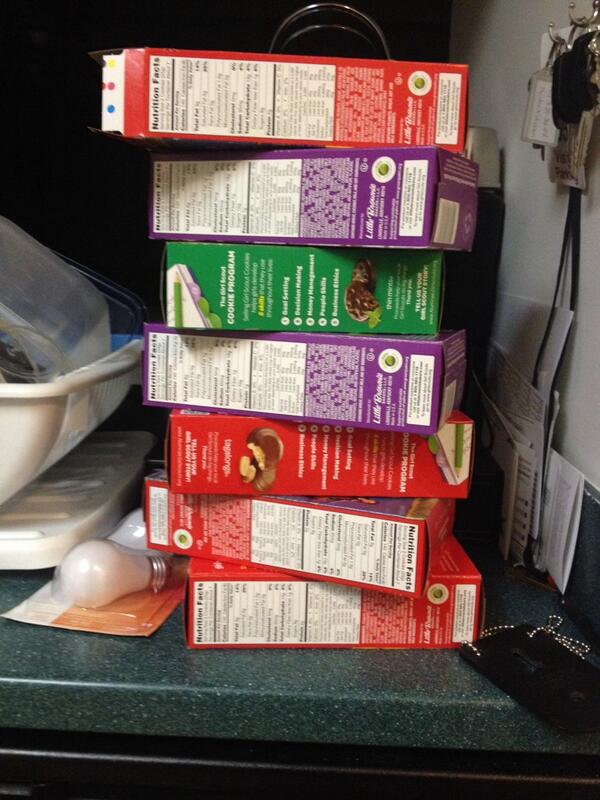 Not_dELImited's tweet image. I bought the top box... My roommate bought the rest. I #hate him. #girlscoutcookies #lotsofexercise